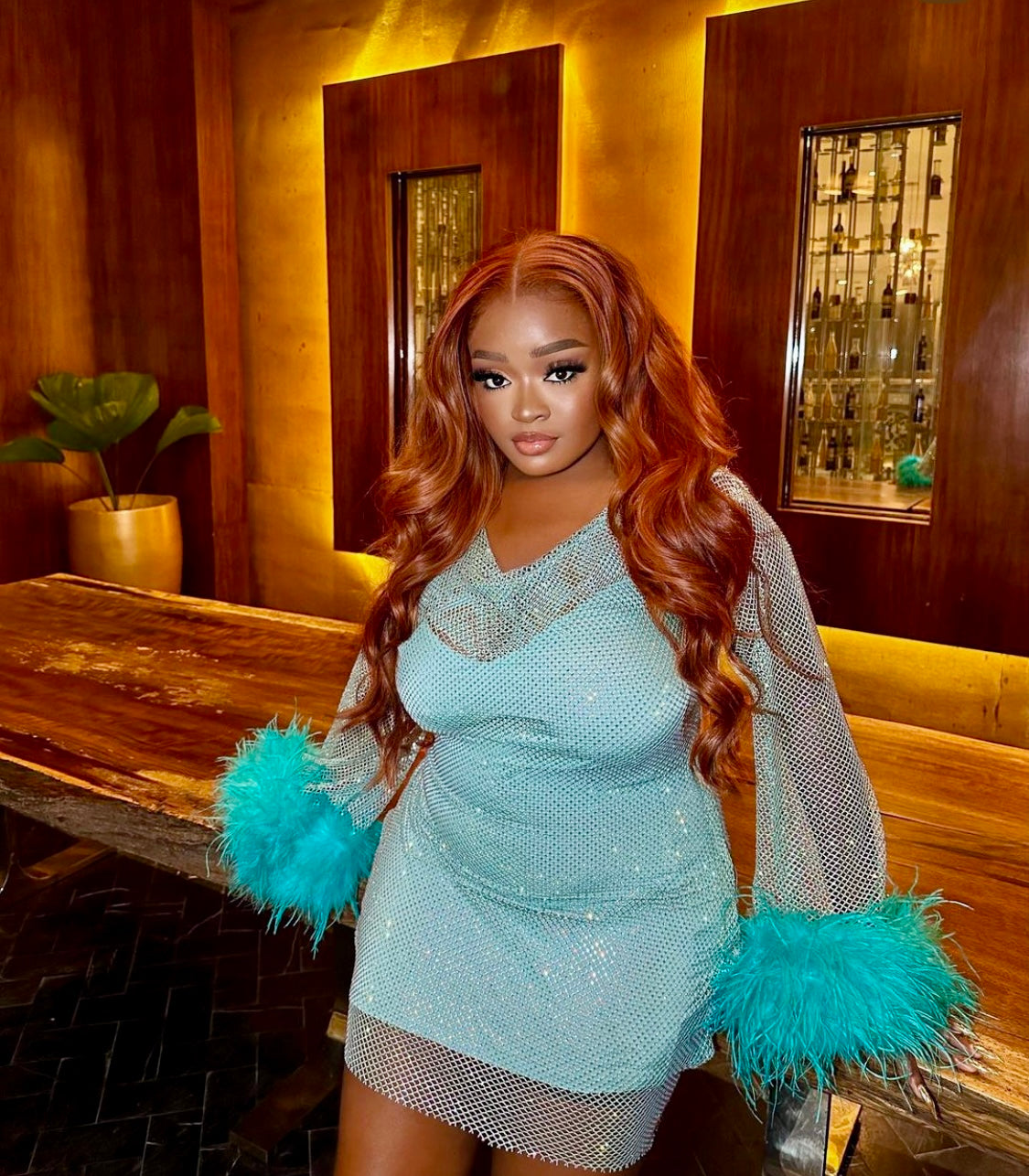 Wavy unit 400g in dark ginger paired with a 13*5 HD Lace Frontal