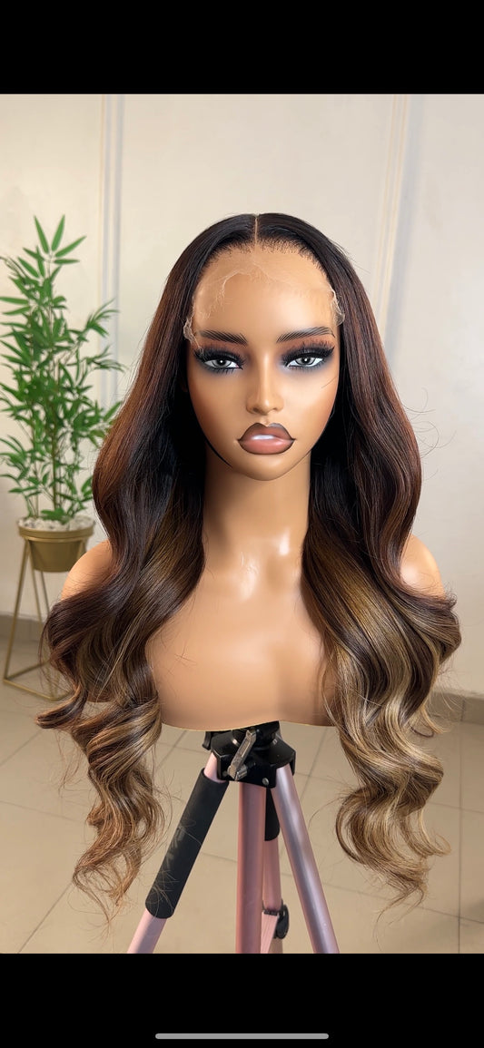 Mushroom Brown wavy with blonde highlights