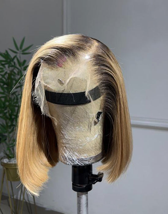 10/12” inches Bob Unit in dark blonde with dark roots 200g