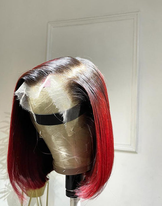 10/12” inches Bob Unit in Red with Dark Roots 200g