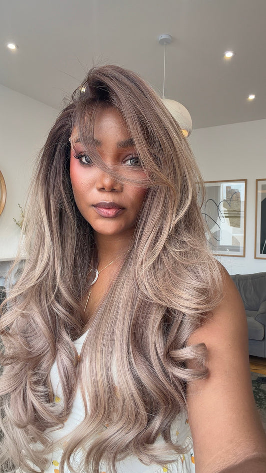 Blush Blonde Wavy Layered| HD Lace| 24 Inches