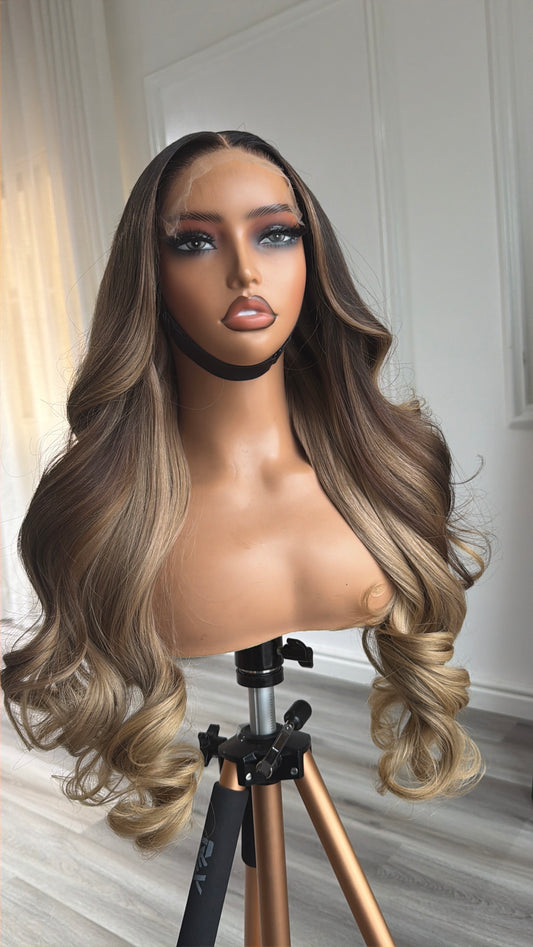 Julia Unit Raw Human Hair Wig (Blonde Series) with a 6x6 HD lace closure, 24-inch length and premium blonde finish, front view.