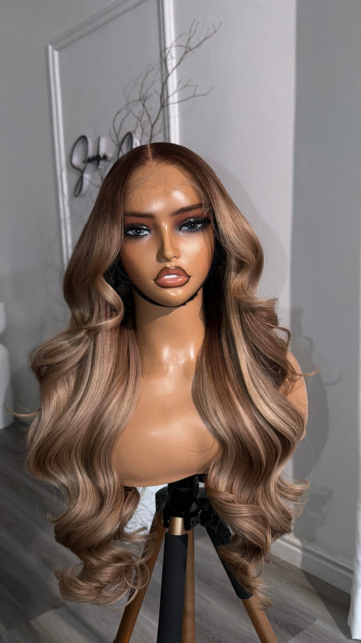 Sandy Blonde Raw Human Hair Wig (Blonde Series) with a 6x6 HD lace closure, 24-inch length and soft sandy blonde tones, front view.
